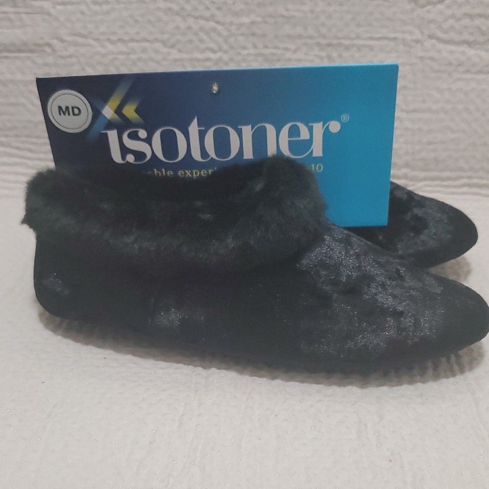 Isotoner Luxurious Black Slippers